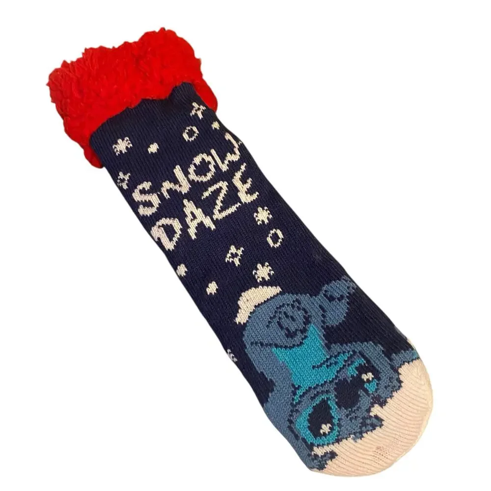 NWT Disney Lilo and Stitch (4-10) Adult Christmas Thick Socks w/ Non-Slip Soles